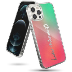 Obrnený kryt puzdra s gélom gél iPhone rám 12 Pro Max Fusion Design ružový-zelený