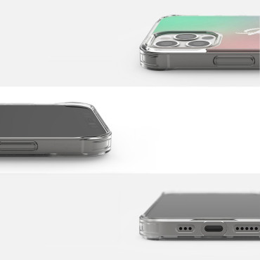 Obrnený kryt puzdra s gélom gél iPhone rám 12 Pro Max Fusion Design ružový-zelený