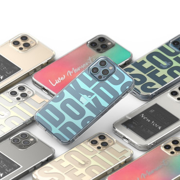 Obrnený kryt puzdra s gélom gél iPhone rám 12 Pro Max Fusion Design ružový-zelený
