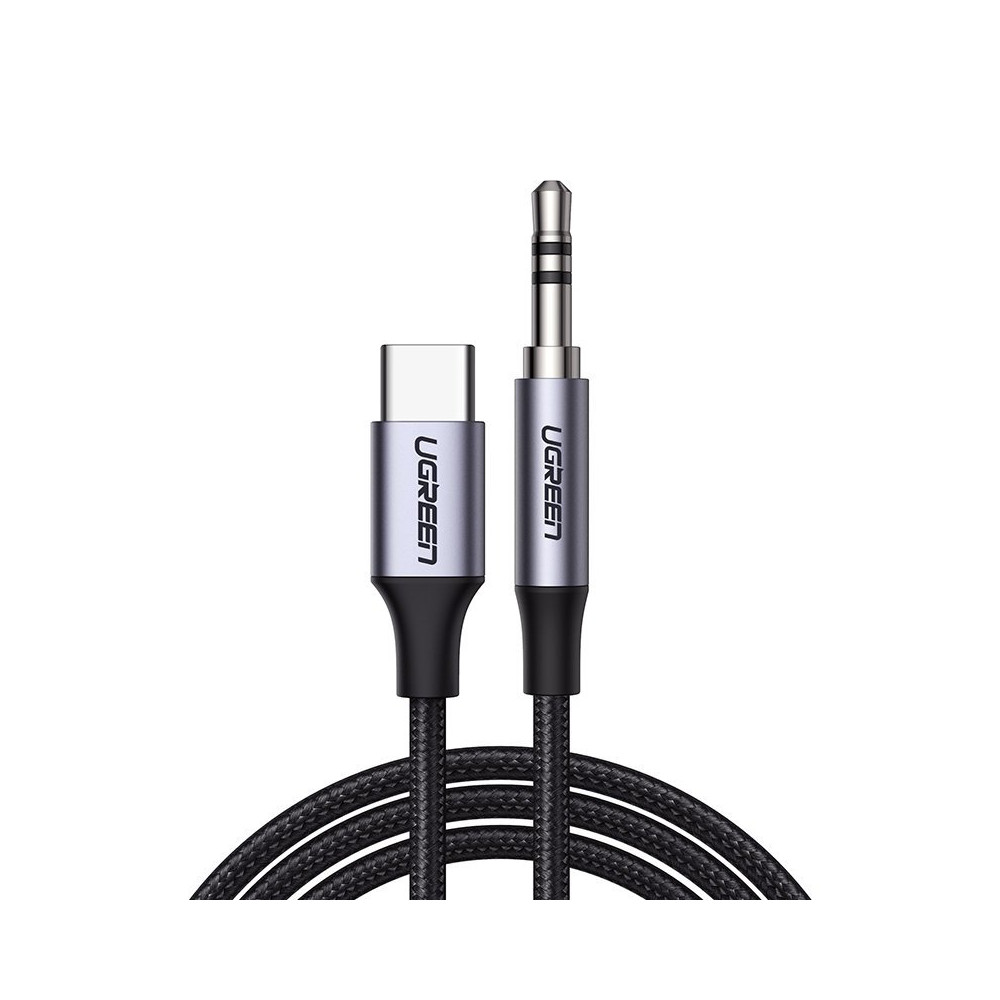 Aux Aux Audio kaabel 3.5mm Mini Jack - USB-C tableti 1M must
