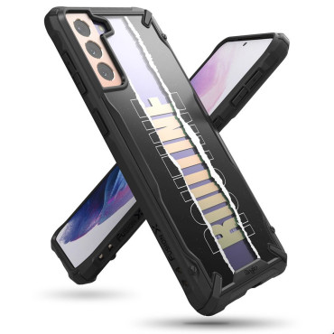 Bolsa de caso blindado com galáxia s21 + 5g fusion x design rotina preto