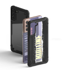 Oklepna torbica z Galaxy S21 + 5G Fusion X oblikovanje rutine črno