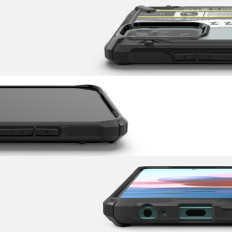 Bruņotie gadījumu vāki ar rāmi Xiaomi redmi piezīme 10 / 10s Fusion X Design Biļešu grupa Melns