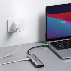 6V1 Multifunkčný USB-C HUB - 2X USB HDMI 4K SD a TF USB-C PD 100W GRAY CARD SECTION
