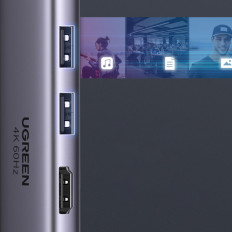6V1 Multifunkčný USB-C HUB - 2X USB HDMI 4K SD a TF USB-C PD 100W GRAY CARD SECTION