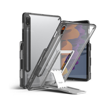 Caso rígido com quadro de gel e suporte para Galaxy tab S7 11 '' fusão combo cinza