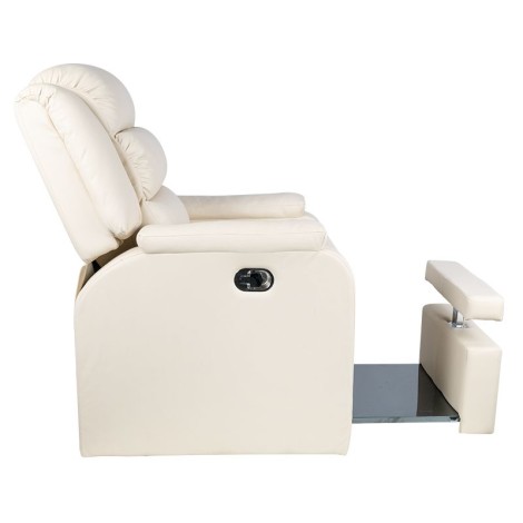 Kreslo na pedikúru Hilton Cream od ACTIVESHOP, krémové čalúnenie — bočný pohľad