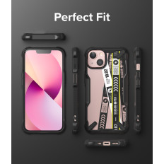 Armored Case Cover with iPhone 13 Mini Fusion X Design Ticket Band Black