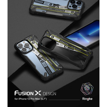 Oklepni pokrov s iPhone 13 PRO MAX FUSION X oblikovanje vozovnice Bank Black
