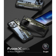 Oklepni pokrov s iPhone 13 PRO MAX FUSION X oblikovanje vozovnice Bank Black