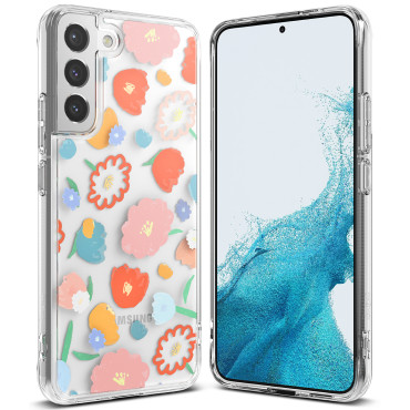 Páncélozott tok táska gél galaxis s22 + fúziós design virágos átlátszó