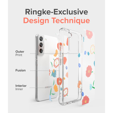 Oklepna torbica z gelom Galaxy S22 + Fusion Design cvetlični prozorni