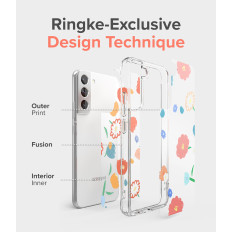 Oklepna torbica z gelom Galaxy S22 + Fusion Design cvetlični prozorni