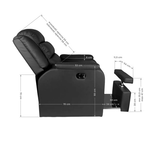 Spa-stol för pedikyr Hilton svart — sidosida
