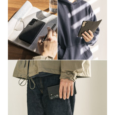 Lærveske deksel med klaff for Galaxy S22 + Folio Signatur svart