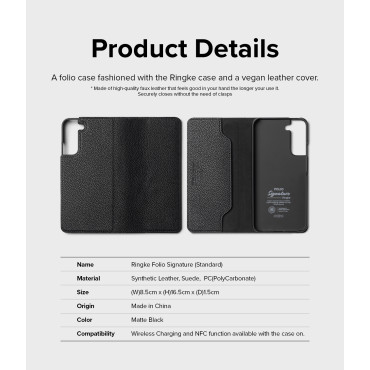 Ādas korpusa vāks ar atloku Galaxy S22 + Folio Paraksts Black