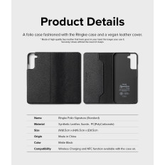 Lærveske deksel med klaff for Galaxy S22 + Folio Signatur svart