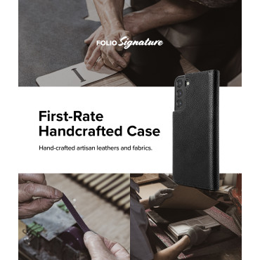 Läderfodral med flik för galax S22 + Folio signatur svart