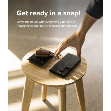 Leren case cover met flap voor Galaxy S22 + Folio Signature Black