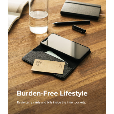 Leren case cover met flap voor Galaxy S22 + Folio Signature Black