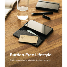 Leren case cover met flap voor Galaxy S22 + Folio Signature Black