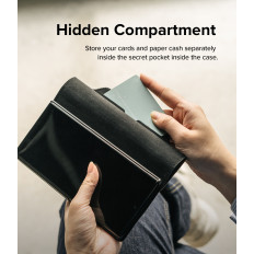 Lærveske deksel med klaff for Galaxy S22 + Folio Signatur svart