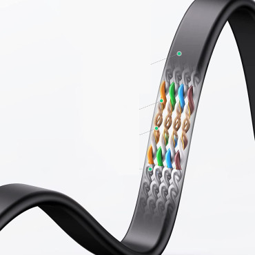 Plochý síťový kabel Patchcord RJ45 LAN Ethernet Cat. 6 2m černá