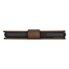 2In1 Läderfodral med iPhone 14 Anti-RFID Oil Wax Wallet Case Dark-Brown