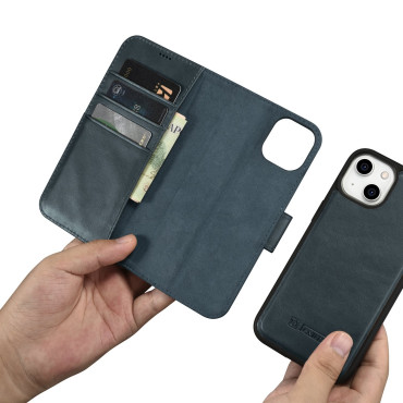 2in1 Case Usnjena torbica z iPhone Flap 14 Anti-RFID olje Wax denarnice
