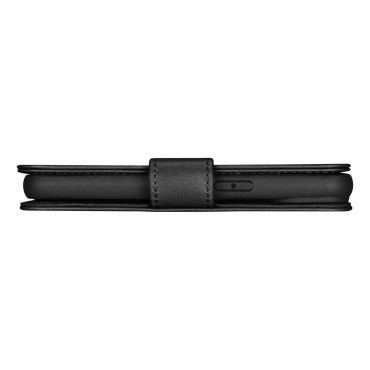 2in1 usnjeni pokrov z iPhone 14 Pro Anti-RFID olje Wax Denarnica Črna