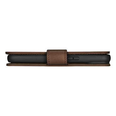2in1 case leather cover with iPhone 14 Pro anti-RFID Oil Wax Wallet Case dark-brown