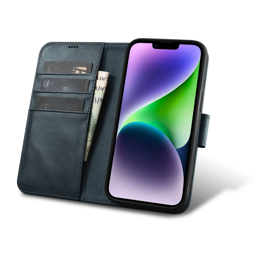 2in1 usnjeni pokrov z iPhone 14 plus anti-RFID olje Wax ozadje