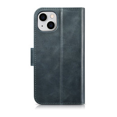 2in1 case leather cover with iPhone 14 plus anti-rfid oil wax wallpaper