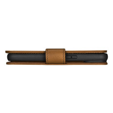 2in1 usnjeni pokrov z iPhone 14 Pro Max Anti-RFID olje voska denarna luska-rjava