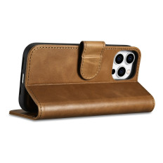 2in1 usnjeni pokrov z iPhone 14 Pro Max Anti-RFID olje voska denarna luska-rjava