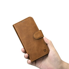 2in1 usnjeni pokrov z iPhone 14 Pro Max Anti-RFID olje voska denarna luska-rjava