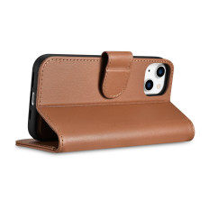2v1 Pouzdro kožené krytí s iPhone 14 Anti-RFID peněženku Case Brown