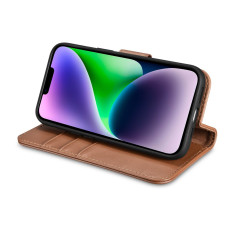 2in1 Case nahast kate iPhone 14 anti-RFID rahakoti korpuse pruun