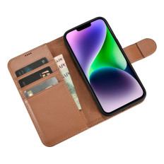2in1 usnjeni pokrov z iPhone 14 Anti-RFID Wallet Case Brown