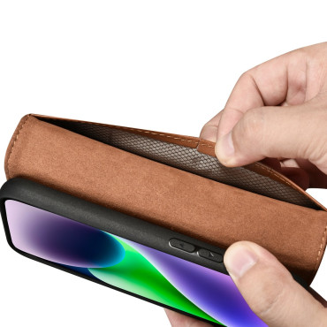 2in1 usnjeni pokrov z iPhone 14 Anti-RFID Wallet Case Brown