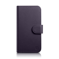 2in1 fall läderkåpa med iphone flap 14 anti-rfid plånboksfall mörk-violett