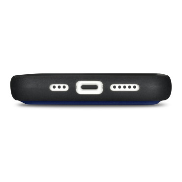 2in1 Ādas korpusa vāks ar iPhone Flap 14 Anti-RFID maku korpusu zilā krāsā