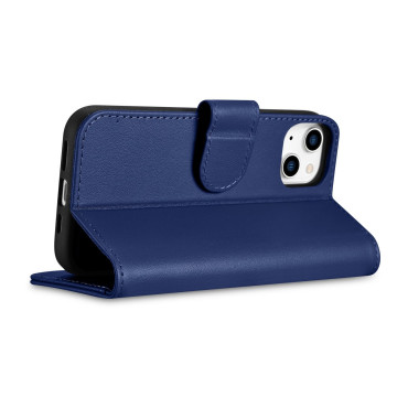 2in1 Läderfodral med iPhone-flik 14 Anti-RFID-plånboksfall Blå