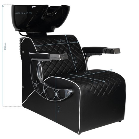 Gabbiano Simone barber hair wash unit black — side view
