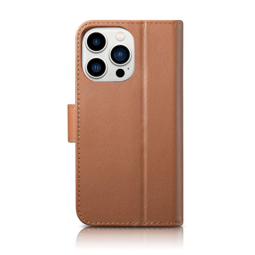 2In1 Case Läderhölje med iPhone 14 Pro Anti-RFID plånboksväska brun