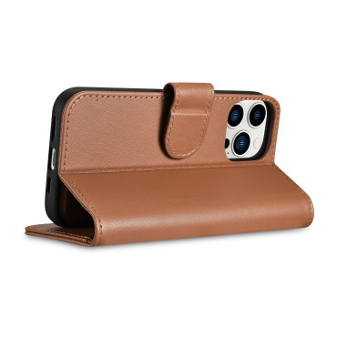 2In1 Case Läderhölje med iPhone 14 Pro Anti-RFID plånboksväska brun