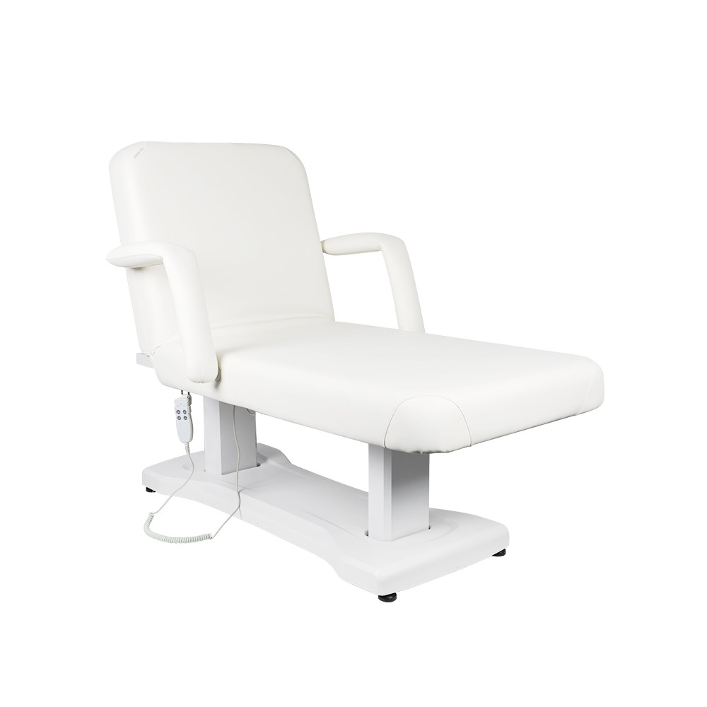 Cama de masaje eléctrica Azzurro 819a blanca con 3 motores — vista lateral