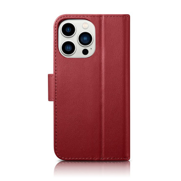 2N1 CASE Kožený kryt s iPhone 14 Pro Anti-RFID Wallet Case Red