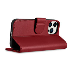 2in1 usnjeni pokrov z iPhone 14 Pro Anti-RFID WASE TASE RDEČA