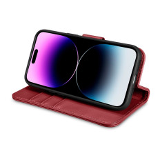 2in1 usnjeni pokrov z iPhone 14 Pro Anti-RFID WASE TASE RDEČA